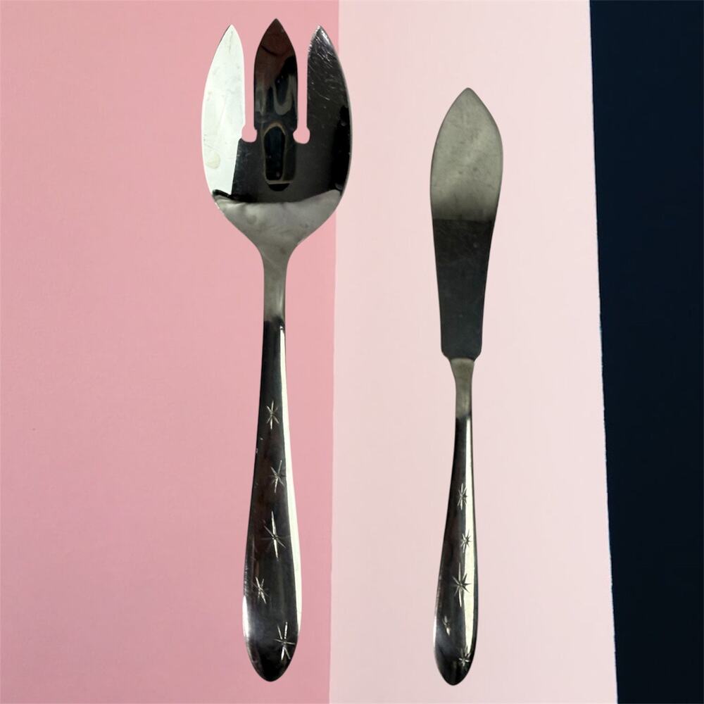 Marcrest VTG Pair Stainless Steel Serving Ford & Cheese Spreader Knife MCM
